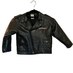 Harley-Davidson Black Faux Leather Kids Jacket Buttery Soft sz 4